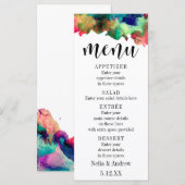 Typografie met Kleurrijk Aquarel Bruiloftsmenu Menu (Voorkant / Achterkant)