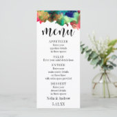 Typografie met Kleurrijk Aquarel Bruiloftsmenu Menu (Staand voorkant)