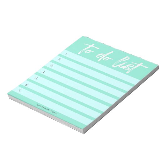 Typografie met penseel Pastels Turquoise Takenlijs Notitieblok (Linkerzijde)