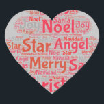 Typografie met rode kerstboom hart sticker<br><div class="desc">Typografie met rode kerstboom</div>