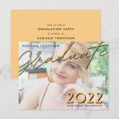 Typografie met twee toetsen Foto-Afstuderen-uitnod Briefkaart (Voorkant / Achterkant)