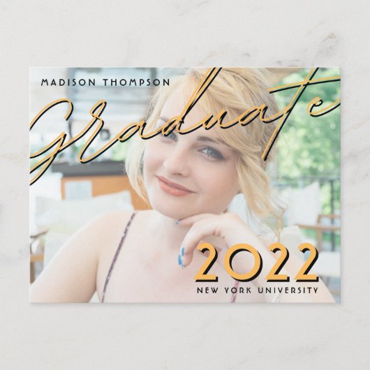 Typografie met twee toetsen Foto-Afstuderen-uitnod Briefkaart (Voorkant)