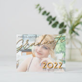 Typografie met twee toetsen Foto-Afstuderen-uitnod Briefkaart (Staand voorkant)