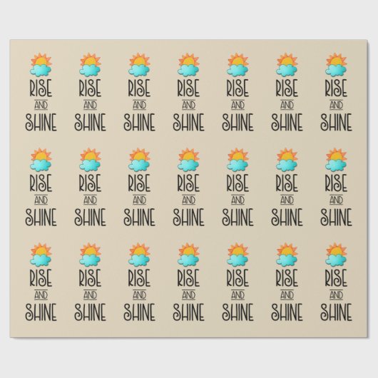 Typografie met zon en wolken stijgt en schittert cadeaupapier (Vlak)