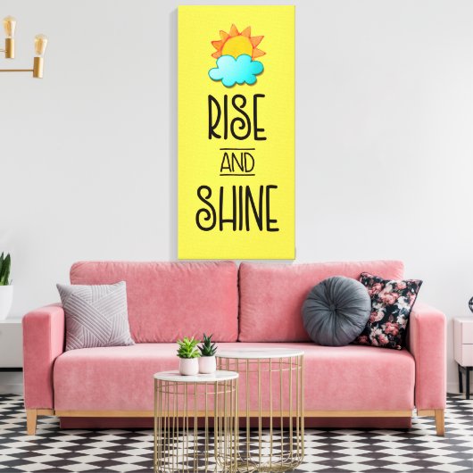 Typografie met zon en wolken stijgt en schittert canvas afdruk (Insitu (Woonkamer))