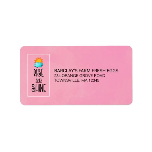 Typografie met zon en wolken stijgt en schittert etiket (Voorkant)