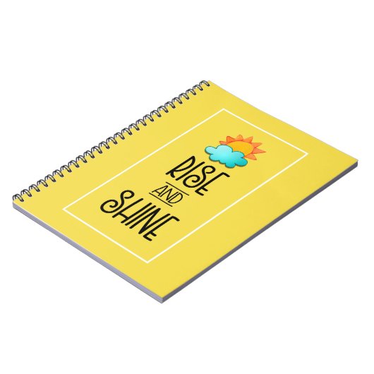 Typografie met zon en wolken stijgt en schittert notitieboek (Linkerzijde)