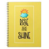 Typografie met zon en wolken stijgt en schittert notitieboek (Voorkant)