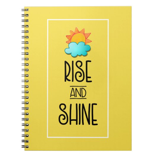 Typografie met zon en wolken stijgt en schittert notitieboek (Voorkant)