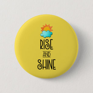 Typografie met zon en wolken stijgt en schittert ronde button 5,7 cm