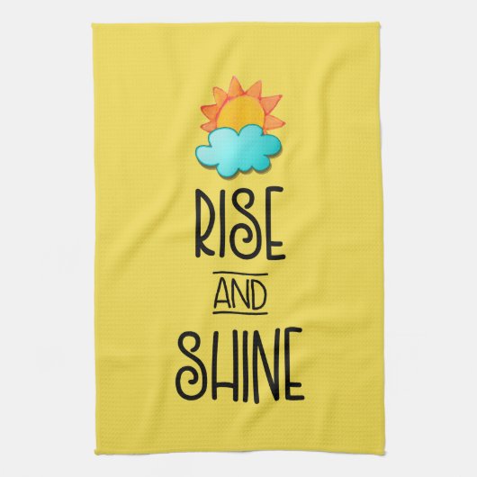 Typografie met zon en wolken stijgt en schittert theedoek (Verticaal)