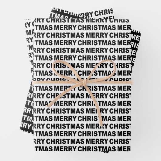 Typografie met zwarte en witte kerst inpakpapier vel (In situ)