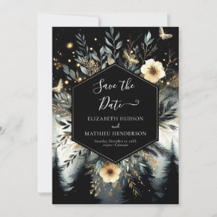 Typografie Minimal Enchanted Forest Wedding Save The Date