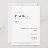 Typografie Minimalist Boy Eerste Heilige Communie Kaart (Voorkant)