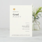 Typografie Minimalistische Beige Gold Graduation P Kaart (Staand voorkant)