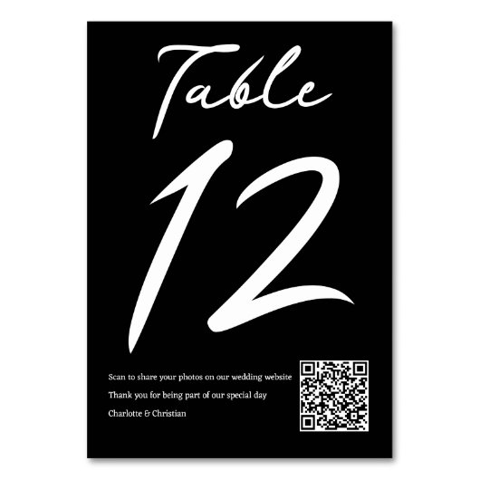 Typografie Minimalistische bruiloft met QR-code Kaart (Voorkant)