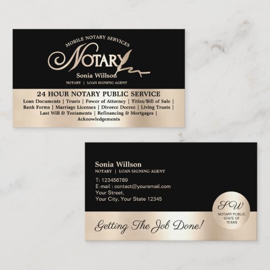 Typografie Mobile Notional & Loan Signing Agent La Visitekaartje (Voorkant / Achterkant)