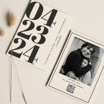 Typografie Modern B&W Nummer Foto QR Code Save The Date<br><div class="desc">Typografie Eenvoudige Artistieke Foto QR Code</div>