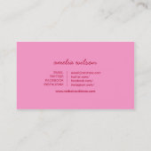 Typografie Modern Dark Pink Beauty Blogger Visitekaartje (Achterkant)