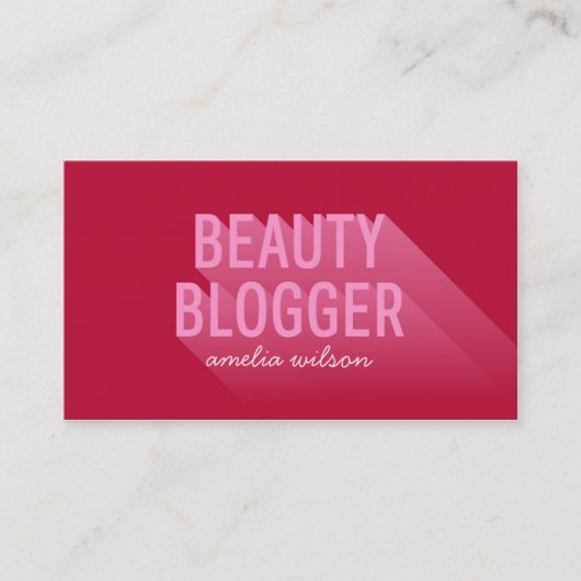 Typografie Modern Dark Pink Beauty Blogger Visitekaartje (Voorkant)