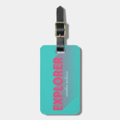 Typografie Modern Pink Turquoise Explorer Bag Labe Bagagelabel (Voorkant verticaal)