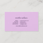 Typografie Moderne Lavendel Paarse Beauty Blogger Visitekaartje (Achterkant)