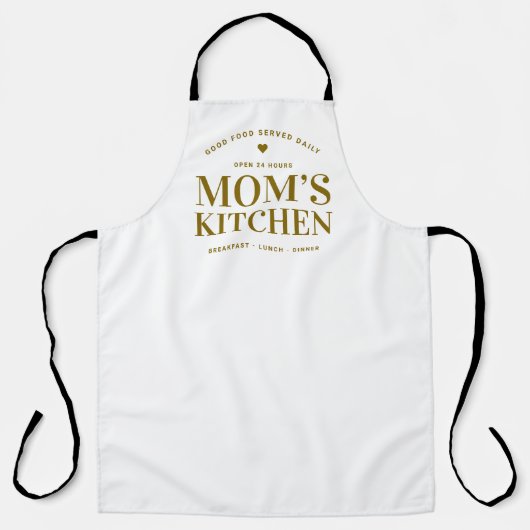 Typografie Mom's Kitchen Open 24 uur Custom Schort (Voorkant)