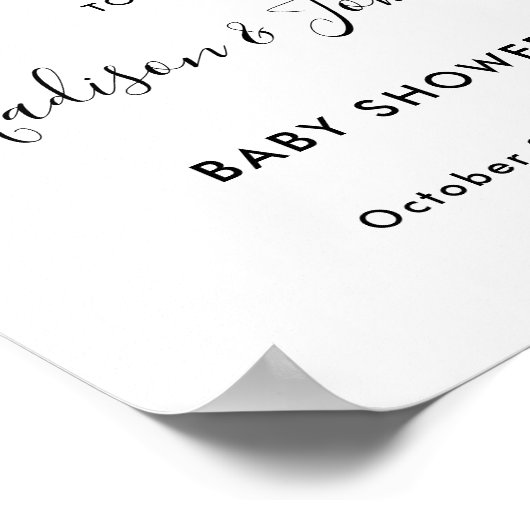 Typografie Monochrome Baby shower Welkomstteken Poster (Hoek)