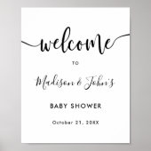 Typografie Monochrome Baby shower Welkomstteken Poster (Voorkant)