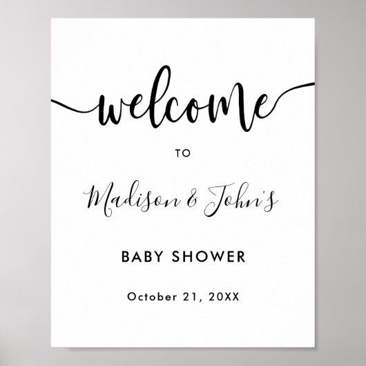Typografie Monochrome Baby shower Welkomstteken Poster (Voorkant)