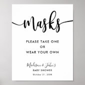 Typografie Monochroom Modern Draag Maskers Bord Poster (Voorkant)