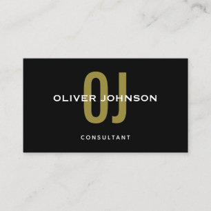 Typografie Monogram Naam Beginletters Zwart Wit Go Visitekaartje