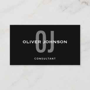 Typografie Monogram Naam Initiaal Black White Grey Visitekaartje