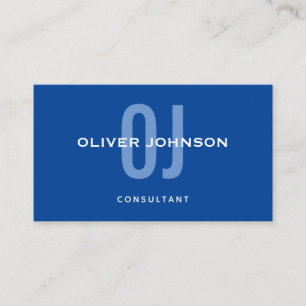 Typografie Monogram Naam Initiaal Blue White Basic Visitekaartje