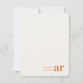  typografie Monogram Retro Oranje Stijlvol Notitiekaartje (Voorkant)