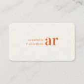  typografie Monogram Retro Oranje Stijlvol Visitekaartje (Voorkant)