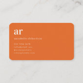  typografie Monogram Retro Oranje Stijlvol Visitekaartje (Achterkant)
