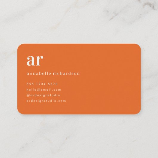  typografie Monogram Retro Oranje Stijlvol Visitekaartje (Achterkant)