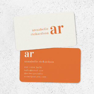 typografie Monogram Retro Oranje Stijlvol Visitekaartje
