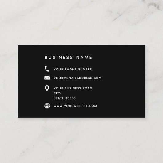 Typografie Monogram Script Naam Zwart Wit Goud Visitekaartje (Achterkant)