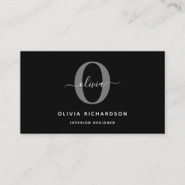 Typografie Monogram Script Name Black White Grey Visitekaartje