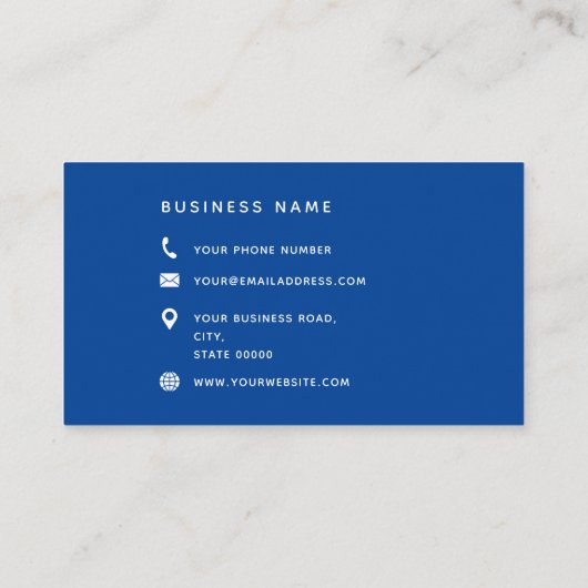 Typografie Monogram Script Name Blue White Girly Visitekaartje (Achterkant)