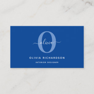Typografie Monogram Script Name Blue White Girly Visitekaartje