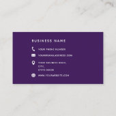 Typografie Monogram Script Name Paars White Gold Visitekaartje (Achterkant)