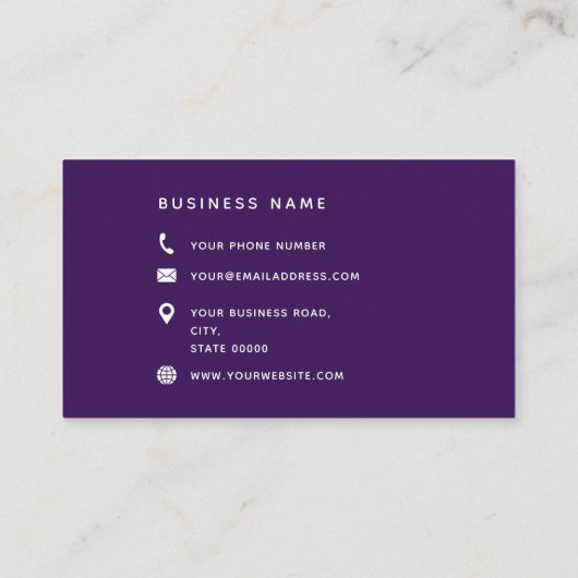 Typografie Monogram Script Name Paars White Gold Visitekaartje (Achterkant)
