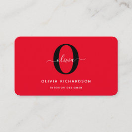 Typografie Monogram scriptnaam Rood zwart wit Visitekaartje