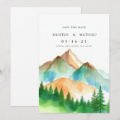 Typografie Mountain Save The Date (Voorkant / Achterkant)