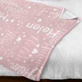 Typografie Naam en harten herhaald op Roos Fleece Deken