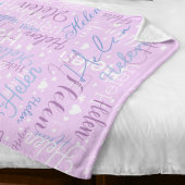 Typografie Naam en harten herhaalde allover Lila Fleece Deken