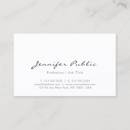Typografie Naam Modern Professioneel Elegant Eenvo Visitekaartje (Voorkant)